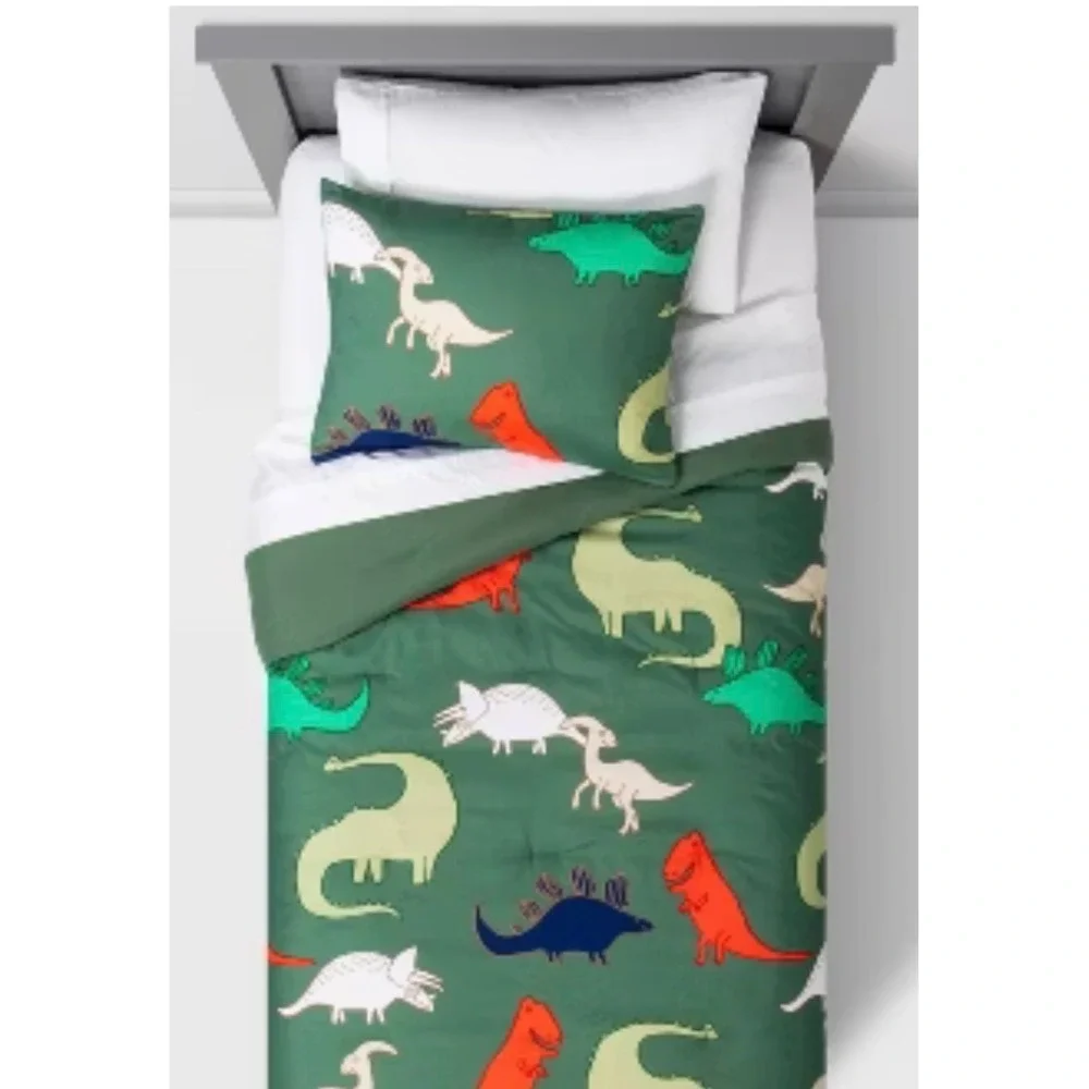 Target Pillowfort Dinosaur Comforter‎ Full/Queen Green EUC